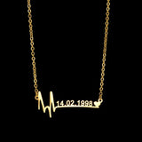 Atoztide Heartbeat Name Necklace Birth Date Pendants