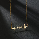Atoztide Heartbeat Name Necklace Birth Date Pendants