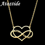 Atoztide Infinity Two Name Necklaces for Women