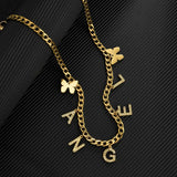 Atoztide Butterfly Stainless Steel Necklaces Letter Pendant for Women