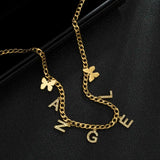 Atoztide Butterfly Stainless Steel Necklaces Letter Pendant for Women