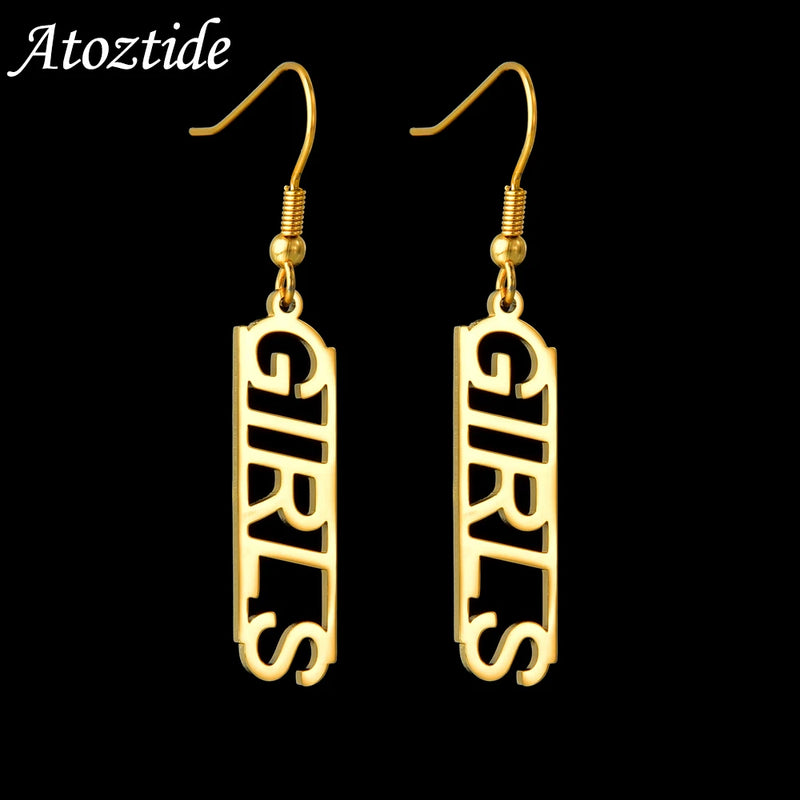 Custom Name Drop Earring Stainless Steel Dangle Letter Eardrop for Women