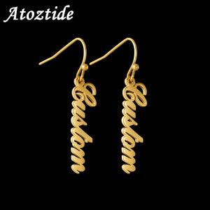 Custom Name Drop Earrings Stainless Steel Dangle for Women
