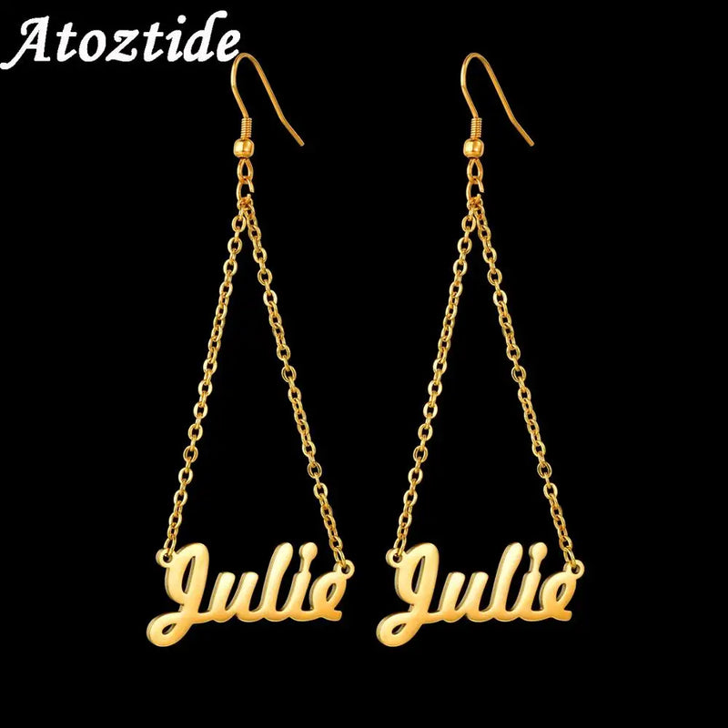 Personalized Name Earring Stainless Steel Dangle Jewelry Gift