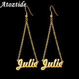 Personalized Name Earring Stainless Steel Dangle Jewelry Gift