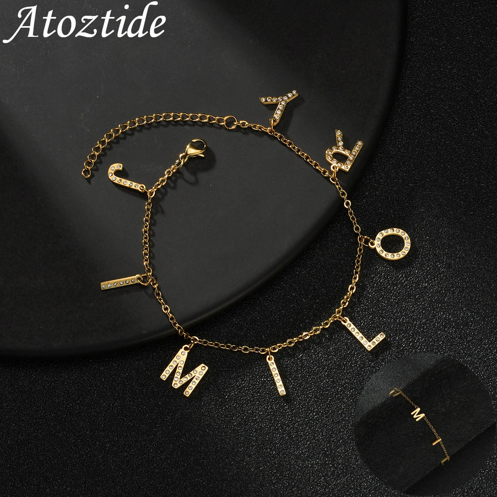 Atoztide Zircon Bracelet for Women Stainless Steel