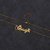 Atoztide Stainless Steel Name Necklace Crown Butterfly Pendant