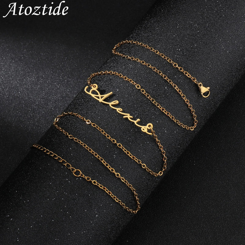 Custom Name Necklace Stainless Steel Nameplate Pendant for Women