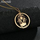 Atoztide Hand of Fatima Name Pendant Necklace