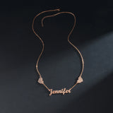 Zircon Necklace for Women Stainless Steel Double Hearts on Chain