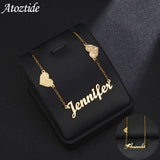 Zircon Necklace for Women Stainless Steel Double Hearts on Chain