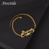 Custom Name Star Bracelet Handmade Stainless Steel Charms Heart Bangle