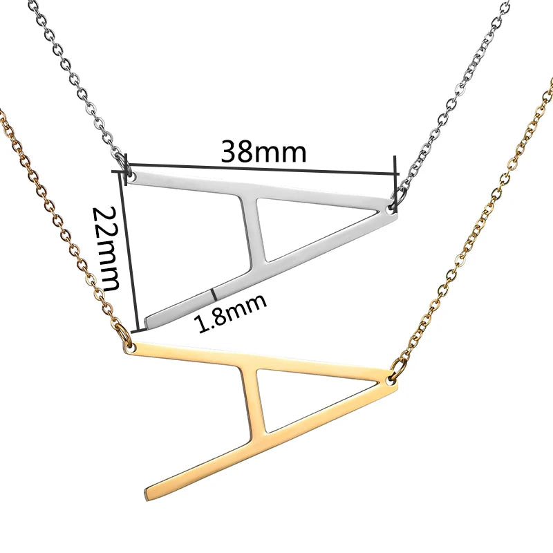 Atoztide Big Capital Letter Necklace Stainless Steel Choker Chain