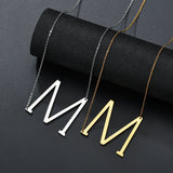 Atoztide Big Capital Letter Necklace Stainless Steel Choker Chain