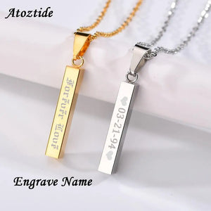 Atoztide Stainless Steel Bar Necklace