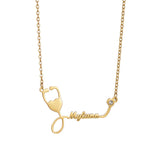 Atoztide Stethoscope Name Necklace Personalized BirthStone Choker