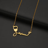 Atoztide Stethoscope Name Necklace Personalized BirthStone Choker