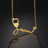 Atoztide Stethoscope Name Necklace Personalized BirthStone Choker