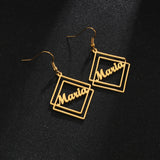 Custom Nameplate Letter Drop Earrings Stainless Steel Women Birthday Gift
