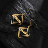 Custom Nameplate Letter Drop Earrings Stainless Steel Women Birthday Gift