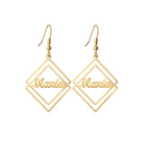 Custom Nameplate Letter Drop Earrings Stainless Steel Women Birthday Gift