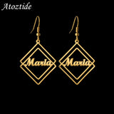 Custom Nameplate Letter Drop Earrings Stainless Steel Women Birthday Gift