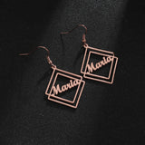 Custom Nameplate Letter Drop Earrings Stainless Steel Women Birthday Gift