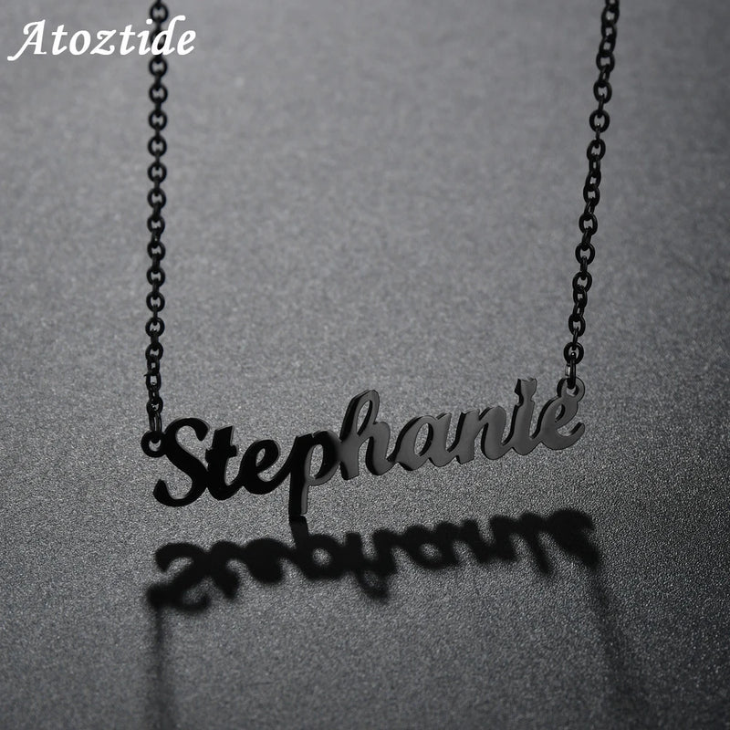Atoztide Personalized Steel Name Necklace Choker Pendant Gift