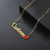 Atoztide Stainless Steel Name Red Heart Love Choker Necklace Pendant