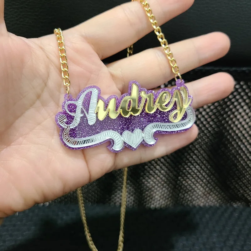Personalized Acrylic Name Necklace Choker Pendant Gift