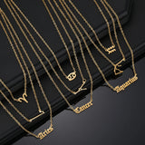 Zircon Constellation Name Necklace Stainless Steel Pendant for Women