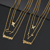 Zircon Constellation Name Necklace Stainless Steel Pendant for Women