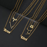 Zircon Constellation Name Necklace Stainless Steel Pendant for Women