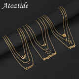 Zircon Constellation Name Necklace Stainless Steel Pendant for Women