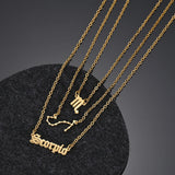 Zircon Constellation Name Necklace Stainless Steel Pendant for Women