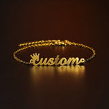 Personalized Atoztide Name Crown Heart Bracelet for Women