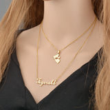 Atoztide Name Necklace Stainless Steel Double Layers Chain Pendant Jewelry