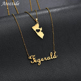 Atoztide Name Necklace Stainless Steel Double Layers Chain Pendant Jewelry