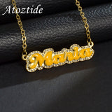 Atoztide Name Necklace Personalized Letter Stone Necklace