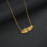 Atoztide Name Necklace Summer Choker Stainless Steel Zircon Pendant Wings Chain