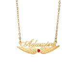 Atoztide Name Necklace Summer Choker Stainless Steel Zircon Pendant Wings Chain