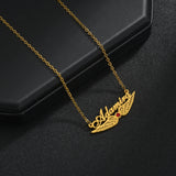 Atoztide Name Necklace Summer Choker Stainless Steel Zircon Pendant Wings Chain