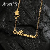 Atoztide Heart Butterfly Name Necklace - Personalized Stainless Steel Pendant