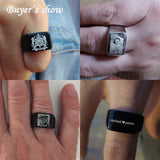 Atoztide Rock Punk Charm Ring Personalized Engraved