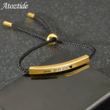 Personalized Stainless Steel Name Date Bracelet for Women