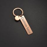 Personalized Bar KeyChain Stainless Steel Engraved Name Date for Women