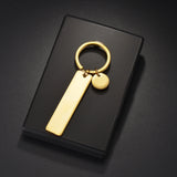 Personalized Bar KeyChain Stainless Steel Engraved Name Date for Women