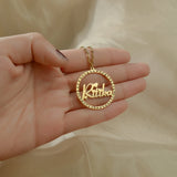 Personalized Circle Name Stainless Steel Necklace