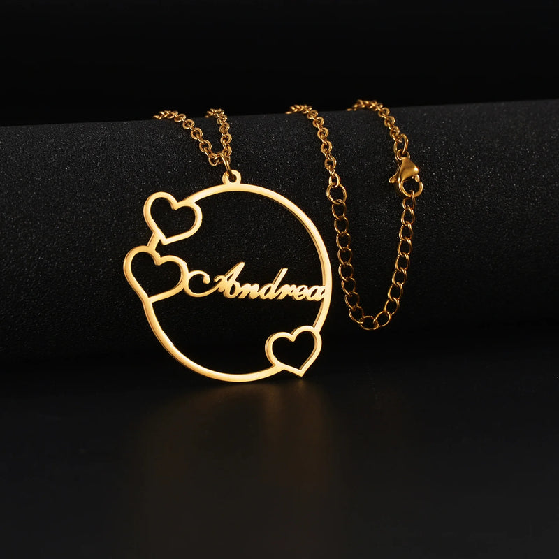 Personalized Atoztide Heart Pendant Name Necklace Stainless Steel Gift