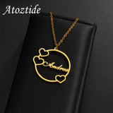 Personalized Atoztide Heart Pendant Name Necklace Stainless Steel Gift